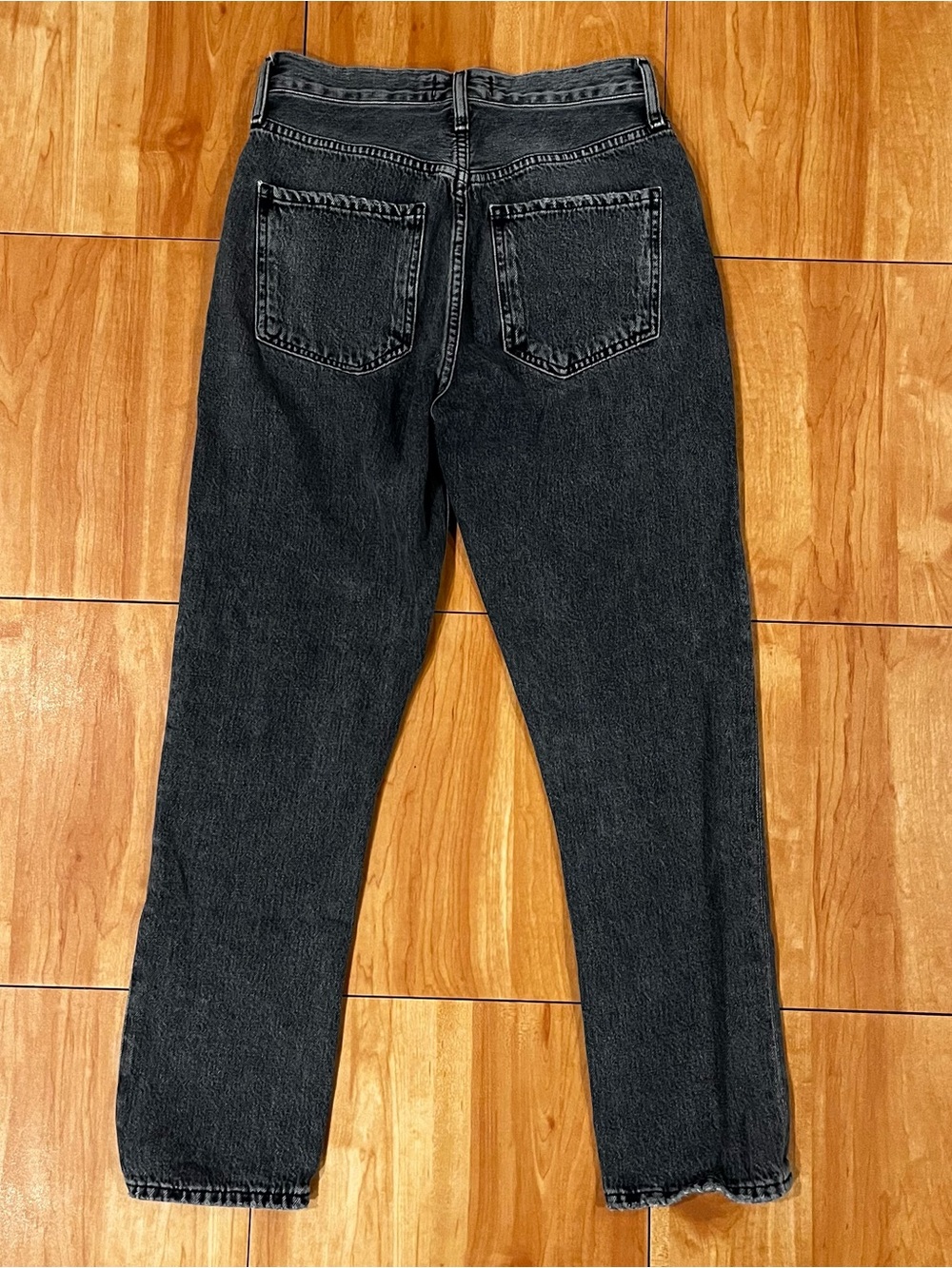 AGOLDE Riley High Rise Straight Jeans Size 24 Washed Black 100% Cotton Premium D - Picture 3 of 6
